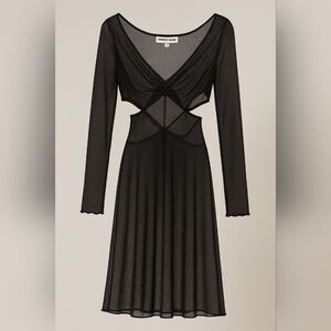 Emporio Armani Black See through Peek-a-boo Long Sleeve Dress Size 6 Italy Made